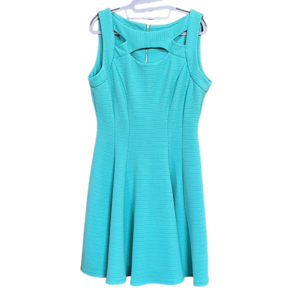 Danny & Nicole Aqua Blue Cut Out Swing Dress Size 14 EUC